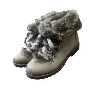 Esprit Caddie Women's Gray Faux Fur Lined Lace Up Hiking Boots Size 9M